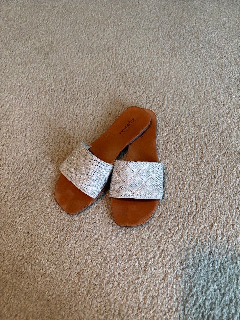White Silver sparkle Slide